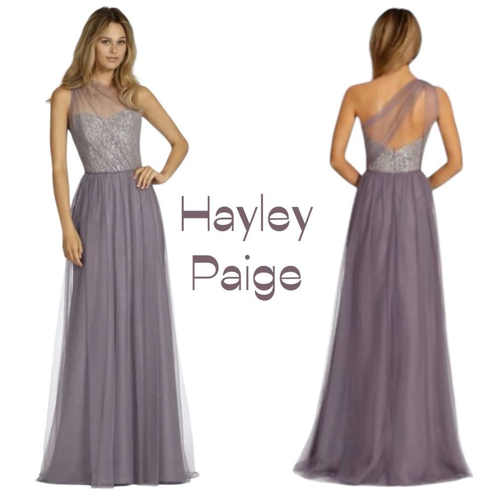 Hayley Paige Purple Maxi Dress NWT Size 10 Bridesmaid Evening